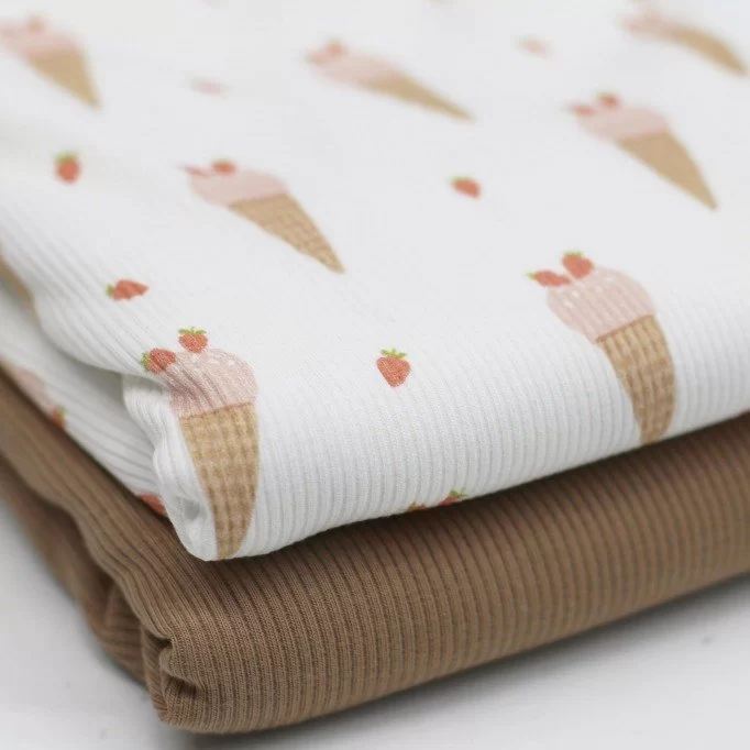 Rippstrick Jersey Stoff - Eiscreme | Rijs Textiles Rippstrick Jersey Stoff - Eiscreme - (Jersey Stoffe)