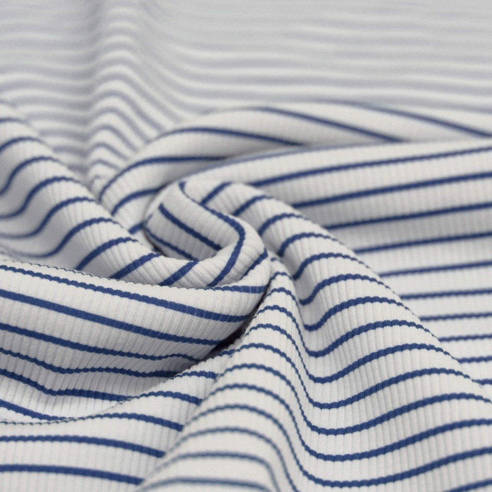 Rib Jersey Strikstof Trykket Stribet Mørk Jeans