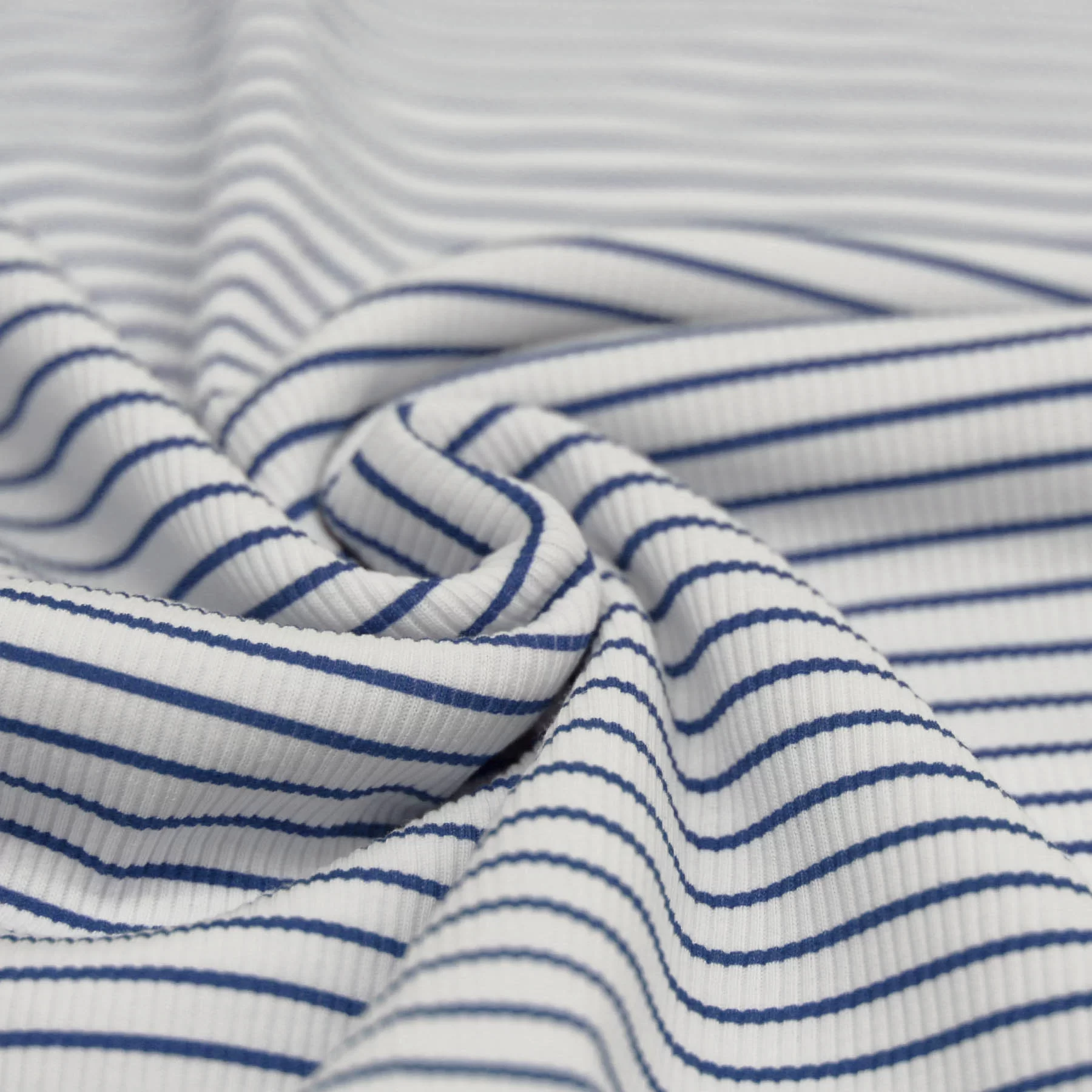 Rib Jersey Stof Bedrukte Streep Donker Jeans