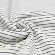 Tissu Maille Tricot Côtelée Rayures Imprimées Olive