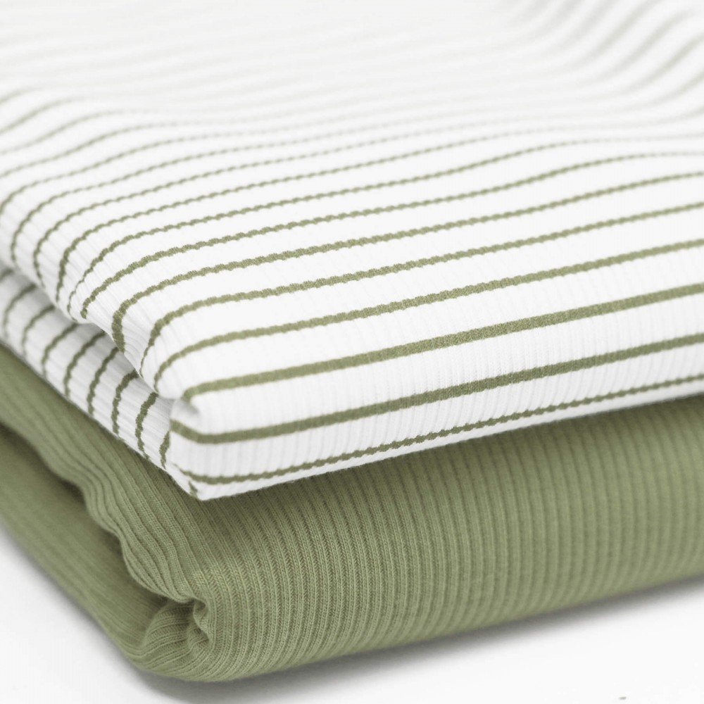 Rib Jersey Strikstof Trykket Stribet Oliven