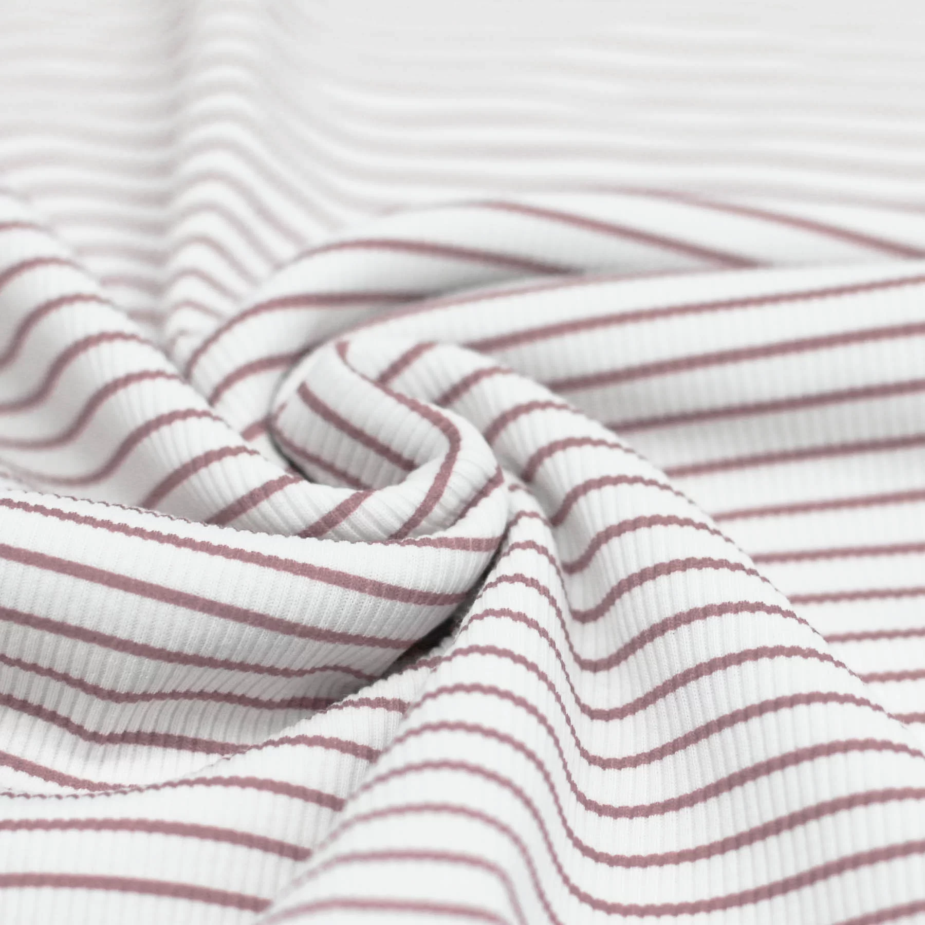 Rib Jersey Stof Bedrukte Streep Oud Roze