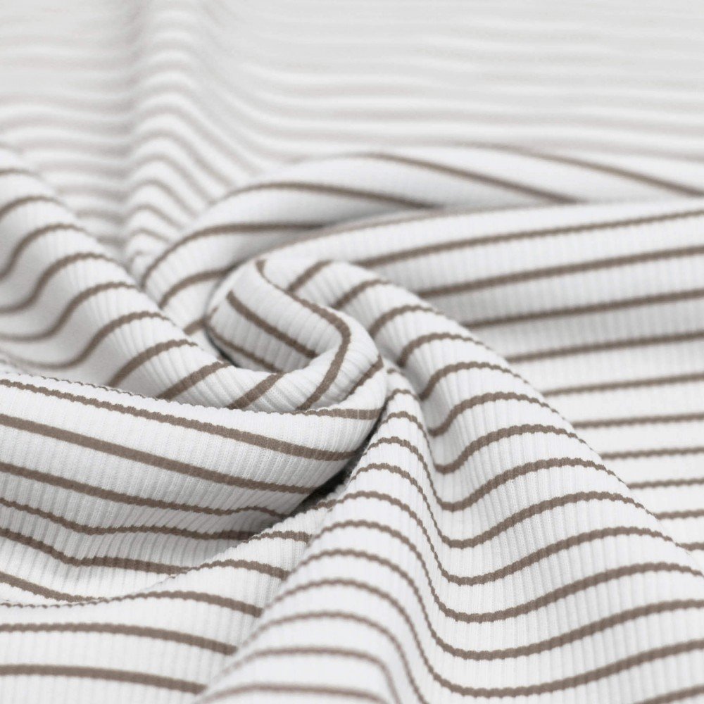 Rib Jersey Strikstof Trykket Stribet Taupe