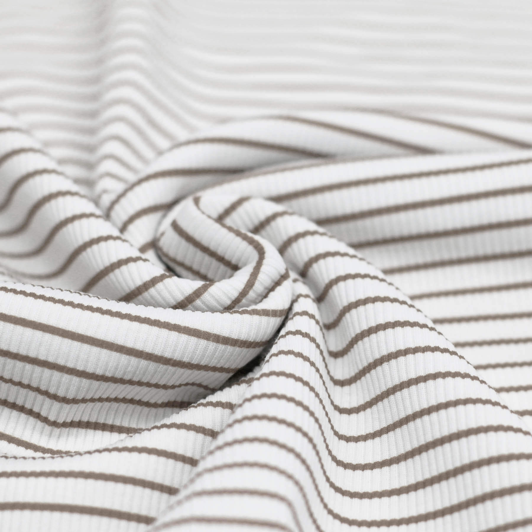 Rib Jersey Stof Bedrukte Streep Taupe