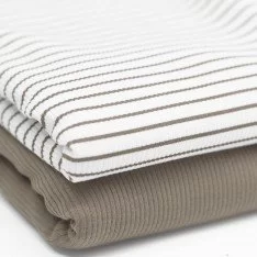 Rib Jersey Stof Bedrukte Streep Taupe Rib Jersey Stof Bedrukte Streep Taupe