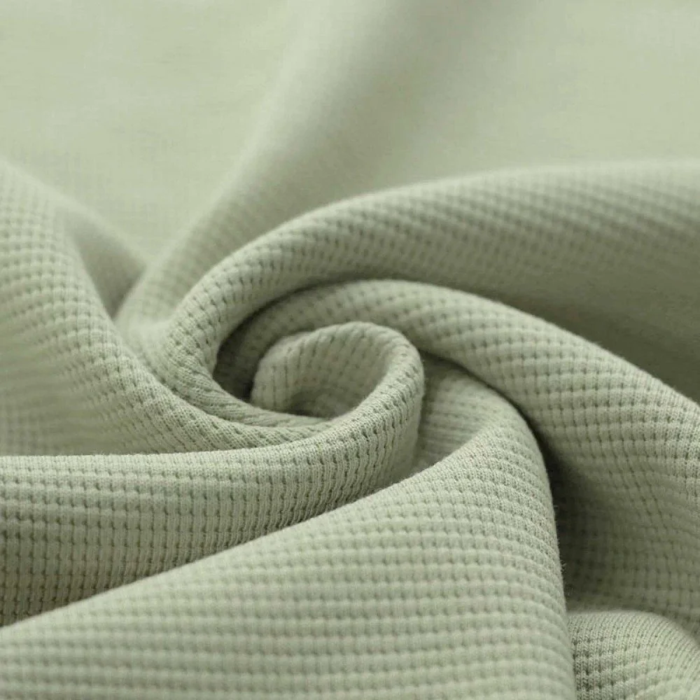 Waffle Knit Jersey Fabric Dusty Green