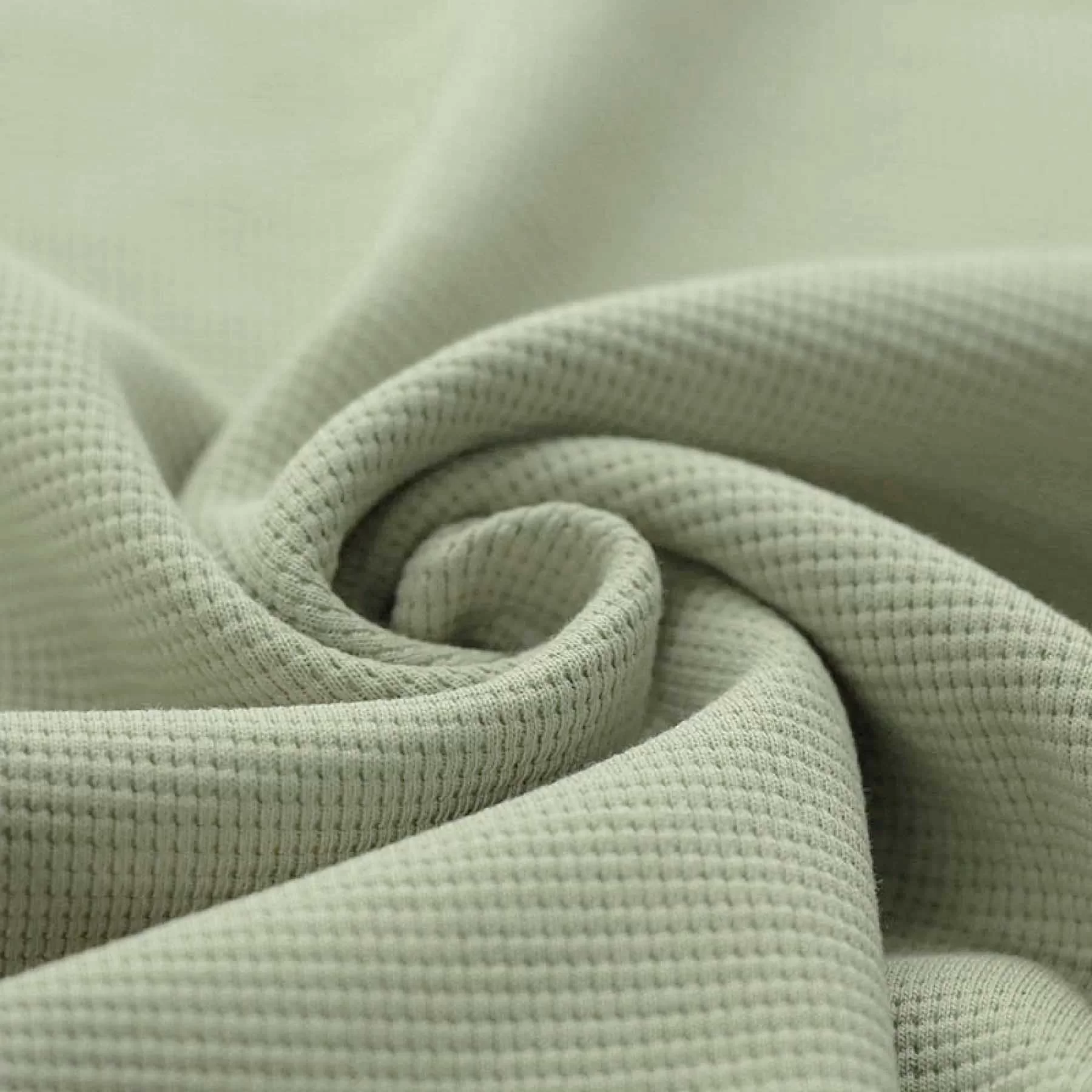 Wafel Jersey Stof Dusty Groen