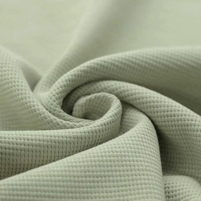 Wafel Jersey Stof Dusty Groen - (Jersey Stoffen)