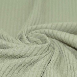 Tissu Maille Tricot à Grosses Cotes Vert Poussiéreux