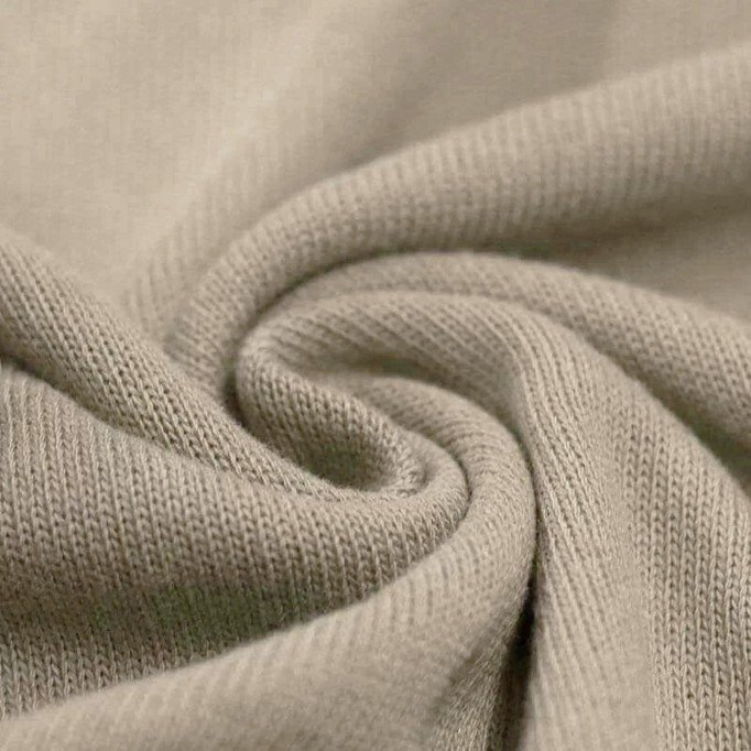 Baby Strikstof Bomuld Mørk Beige - (Børnestoffer)