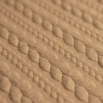 Cable Knit Jacquard Fabric Camel Cable Knit Jacquard Fabric Camel