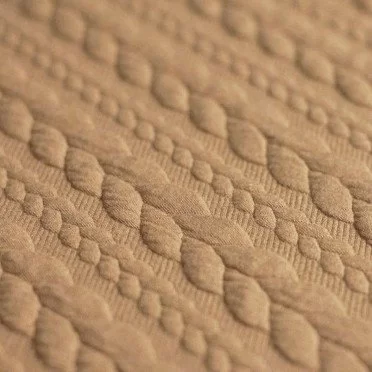Gebreide Kabel Jacquard Stof Camel - (Modestoffen)