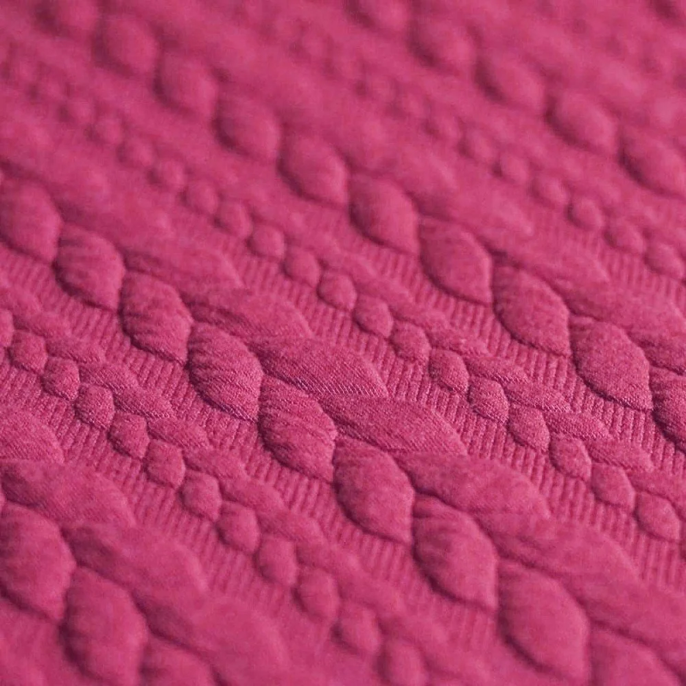 Tessuto In Maglia Motivo a Treccia Fucsia