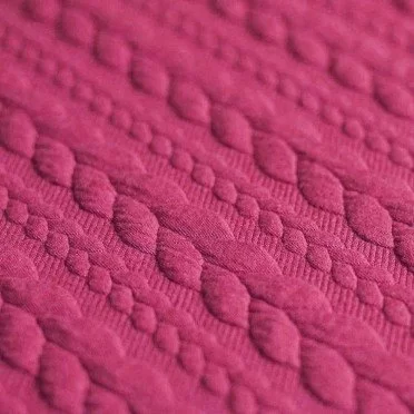 Cable Knit Jacquard Fabric Fuchsia - (Fashion Fabrics)