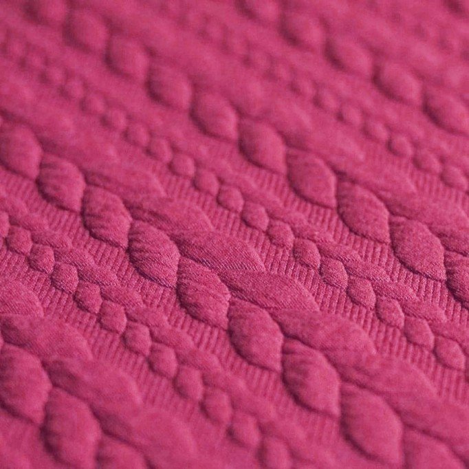 Cable Knit Jacquard Fabric Fuchsia - (Fashion Fabrics)