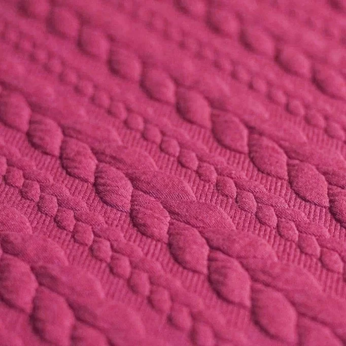 Gebreide Kabel Jacquard Stof Fuchsia - (Modestoffen)