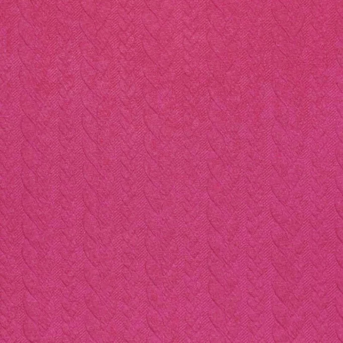 Gebreide Kabel Jacquard Stof Fuchsia - (Modestoffen)