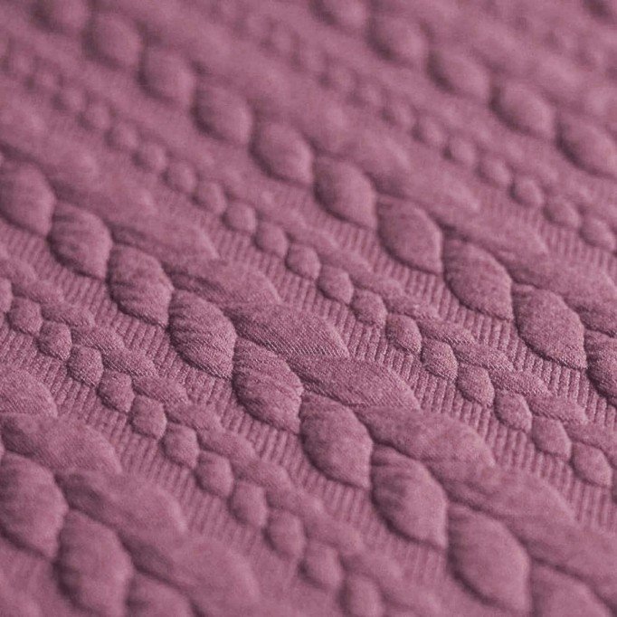Jacquard Strickstoff Zopfmuster Alt Flieder - (Modestoffe)