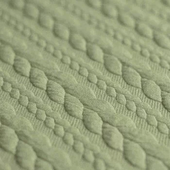 Gebreide Kabel Jacquard Stof Olijf