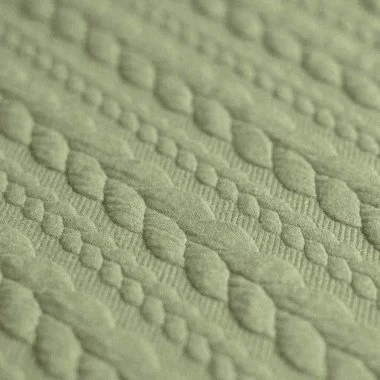 Cable knit jacquard fabric olive per Buy cheap online
