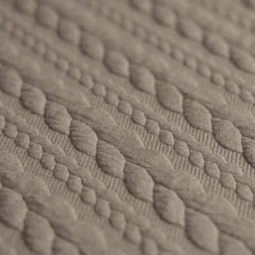 Jacquard Strickstoff Zopfmuster Taupe - (Modestoffe)