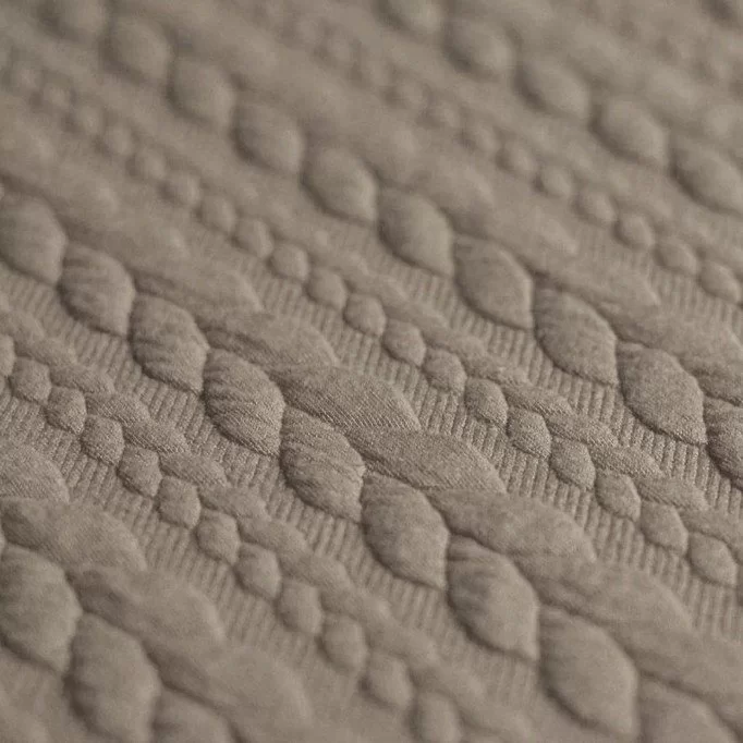 Jacquard Strickstoff Zopfmuster Taupe - (Modestoffe)