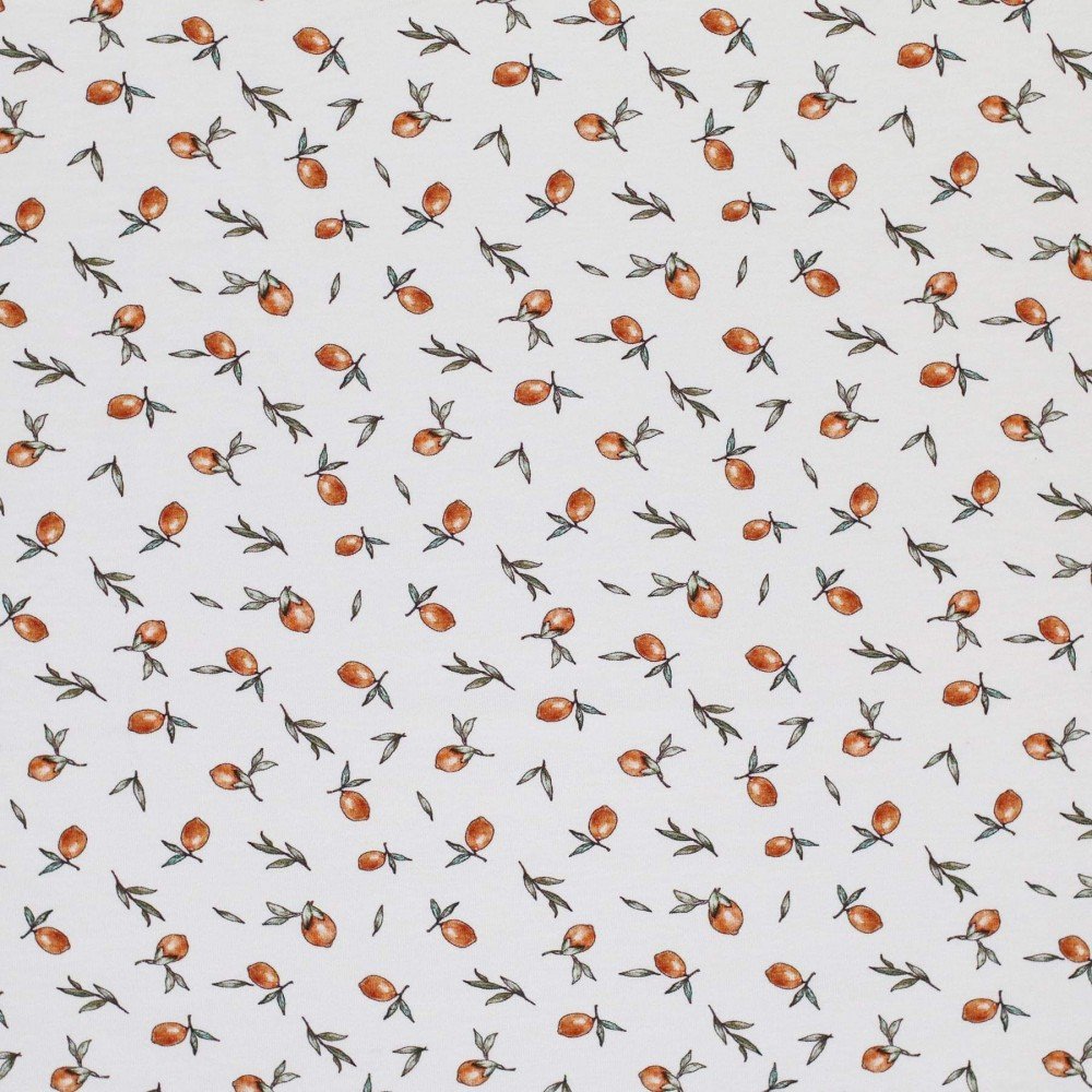 Bomuldjersey Digital Print - Vintage Citroner Beige