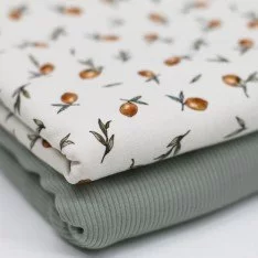 Baumwolljersey Digital - Vintages Zitronen Beige