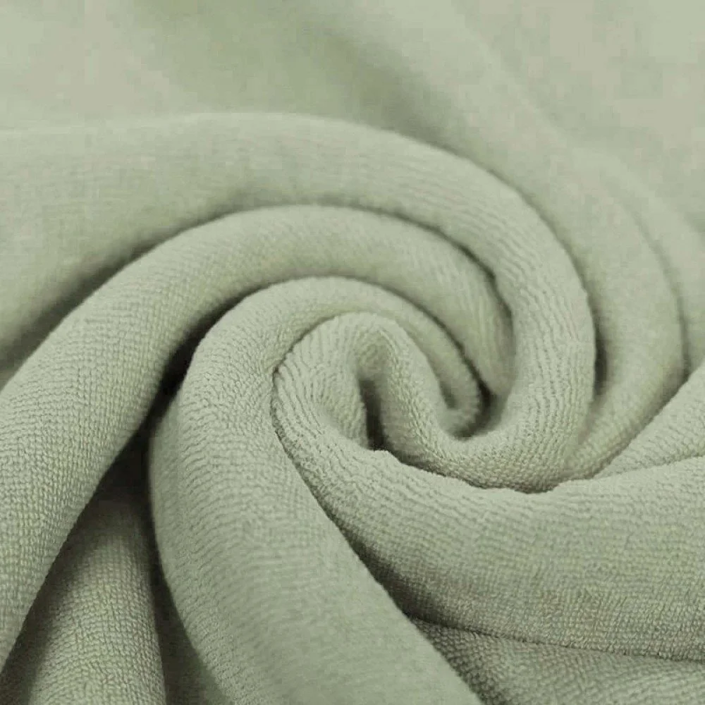 Tessuto Spugna Stretch Verde Polveroso