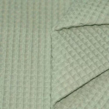 Tissu Piqué Gaufré Vert Poussiéreux - (Tissu Piqué Gaufré)