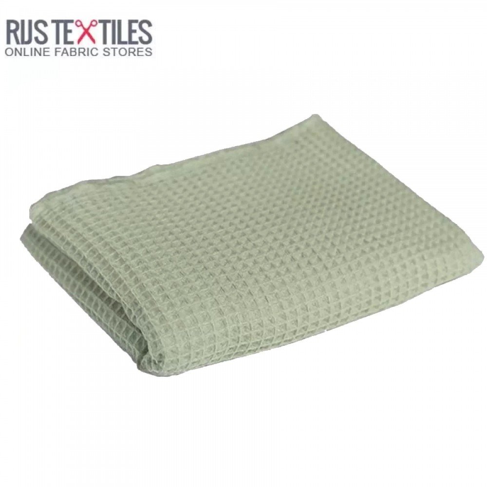 Waffle Pique Fabric Dusty Green - Soft Cotton Waffle Waffle Pique Fabric Dusty Green - (Waffle Pique Fabrics)