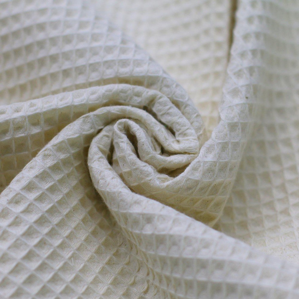 Waffle Pique Cotton Unbleached Beige Waffle Pique Fabric Unbleached Beige - (Waffle Pique Fabrics)