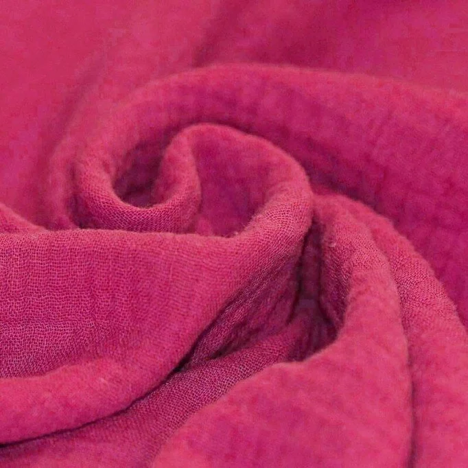 Tissu Double Gaze De Coton Fuchsia - (Tissus Deco)