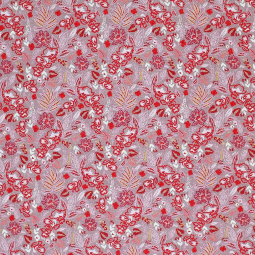 Bomuldjersey Digital Print - Skitseagtig Blomst