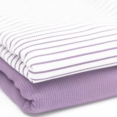 Rib Jersey Fabric Printed Stripe Pastel Lilac - (Jersey Fabrics)