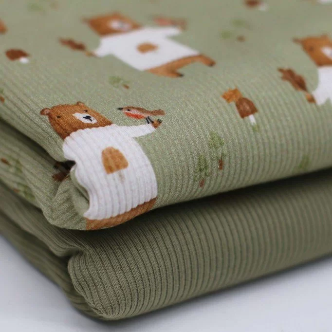 Rib Knit Jersey Fabric - Bears | Rijs Textiles Rib Knit Jersey Fabric - Bears - (Jersey Fabrics)