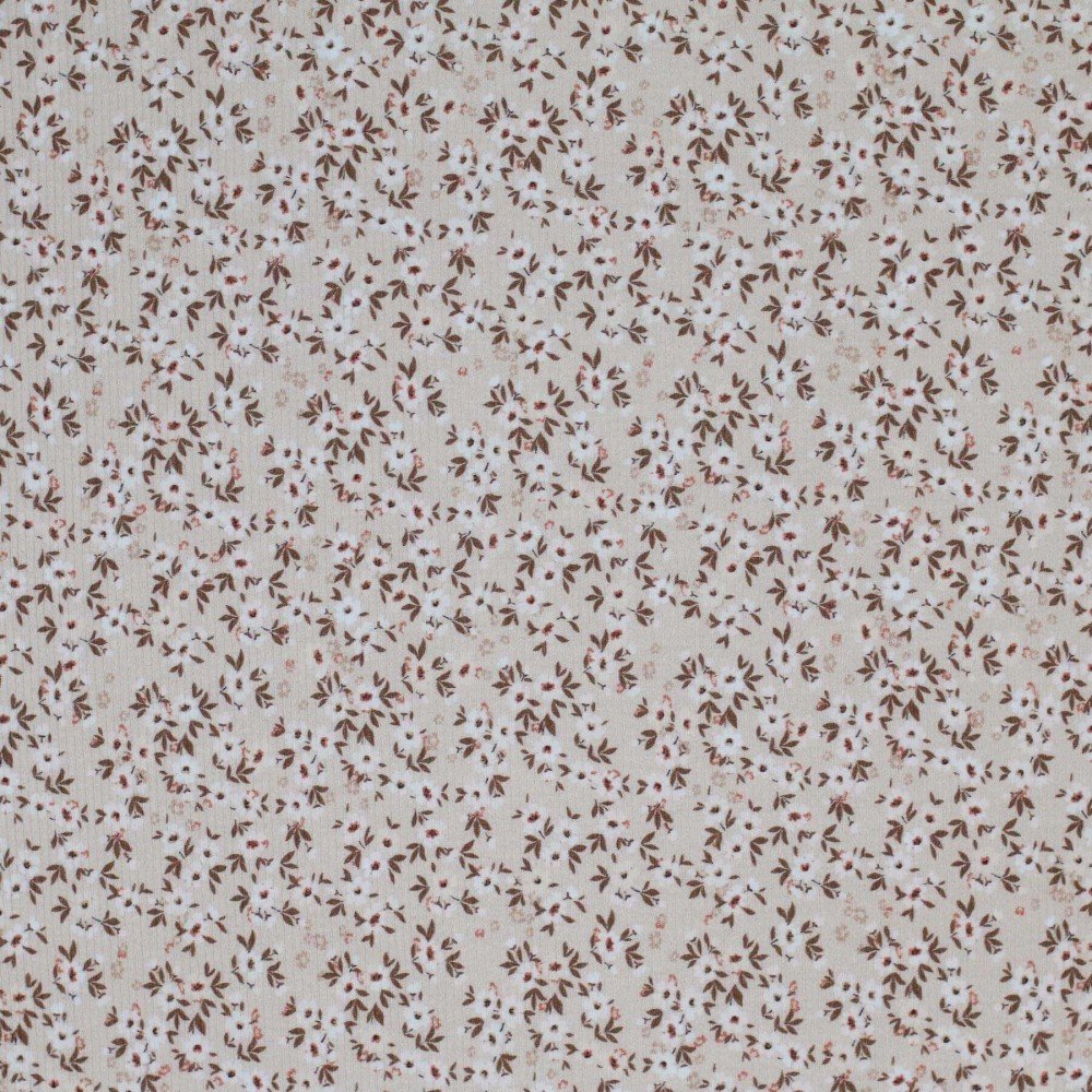 Rib Jersey Strikstof - Blomsterbombe Beige