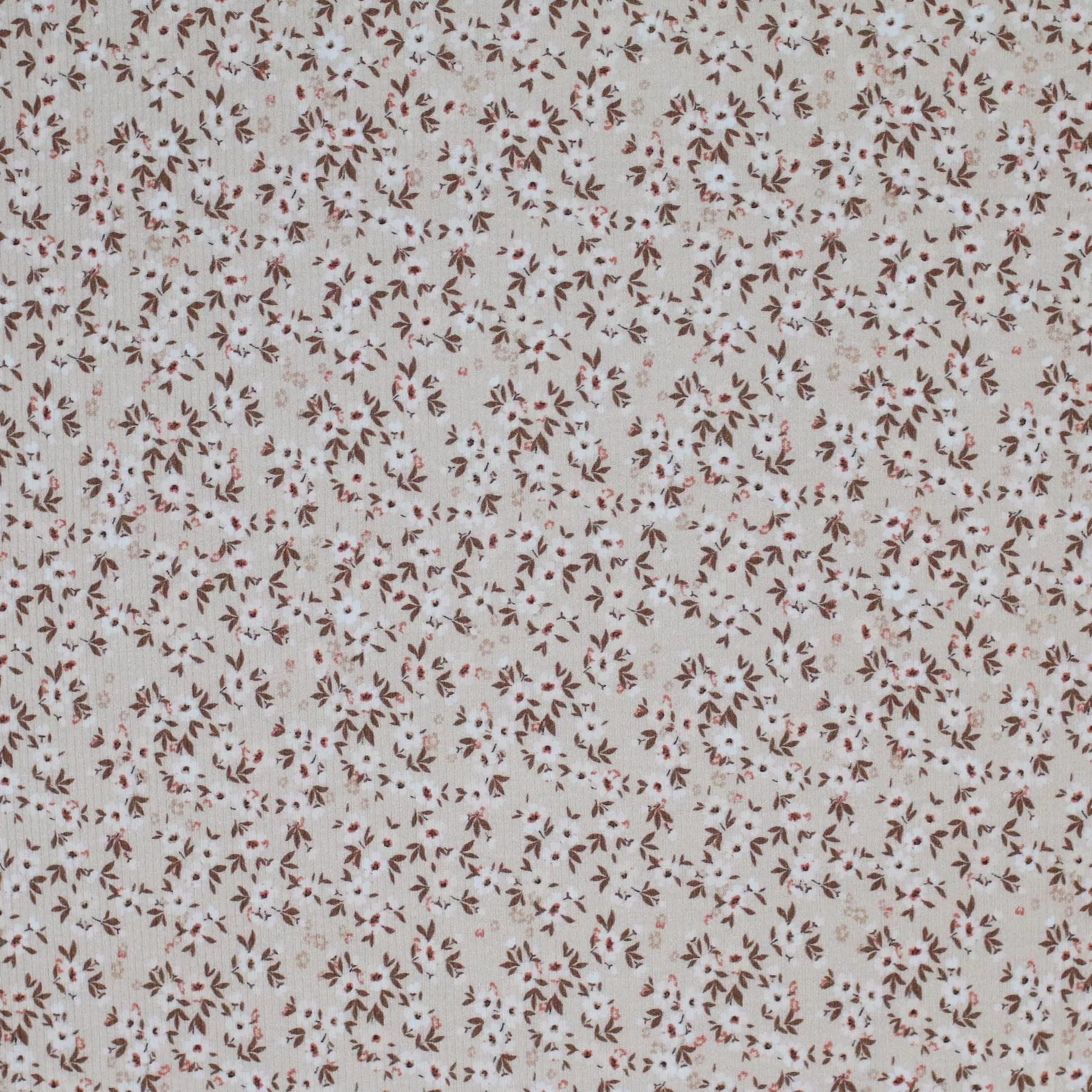 Rib Jersey Stof - Bloembom Beige