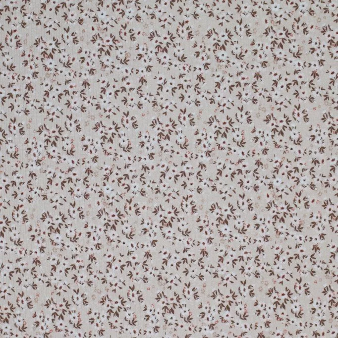 Tissu Maille Tricot Côtelé - Bombe Fleurs Beige | Rijs Textiles Tissu Maille Tricot Côtelé - Bombe Fleurs Beige - (Tissus Jersey)
