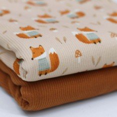 Rippstrick Jersey Stoff - Füchse