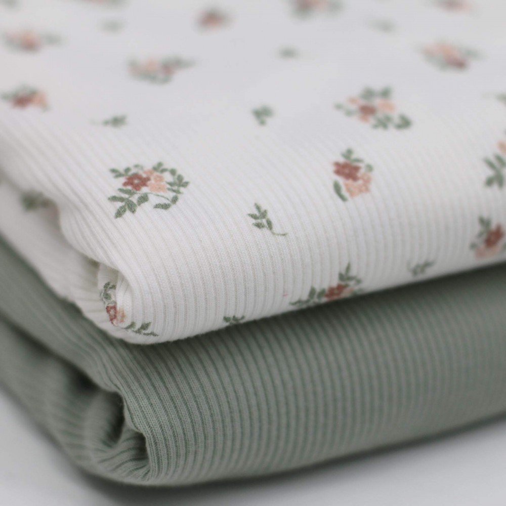 Rib Jersey Strikstof - Lille Blomst