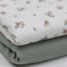 Rippstrick Jersey Stoff - Kleine Blume