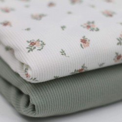 Rib Jersey Stof - Kleine Bloem