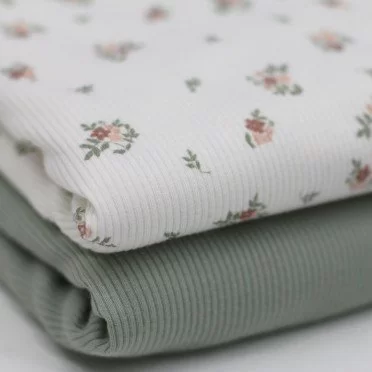 Rib Knit Jersey Fabric - Little Flower | Rijs Textiles Rib Knit Jersey Fabric - Little Flower - (Jersey Fabrics)