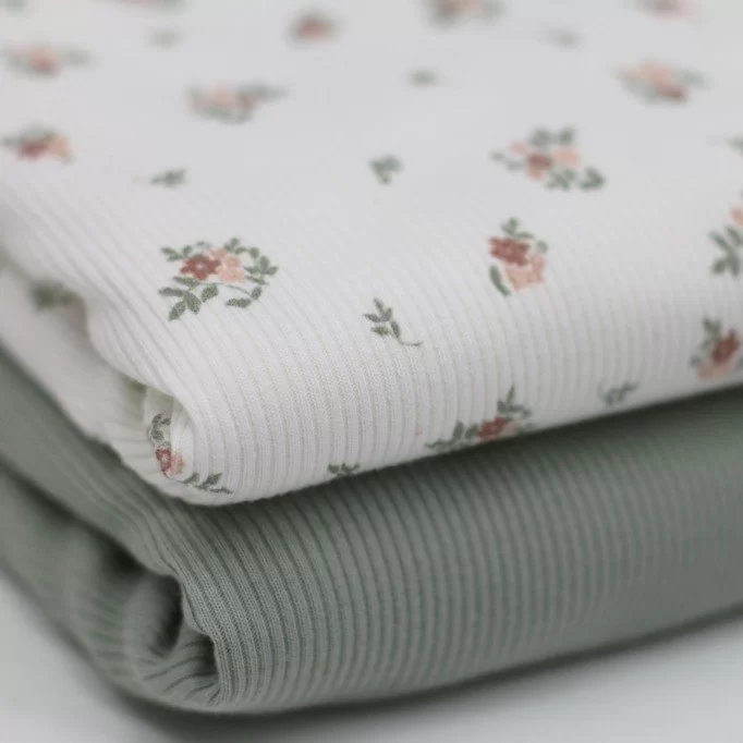 Tessuto Jersey Di Cotone Costine - Piccolo Fiore | Rijs Textiles Tessuto Jersey Di Cotone Costine - Piccolo Fiore - (Jersey Tessuti)