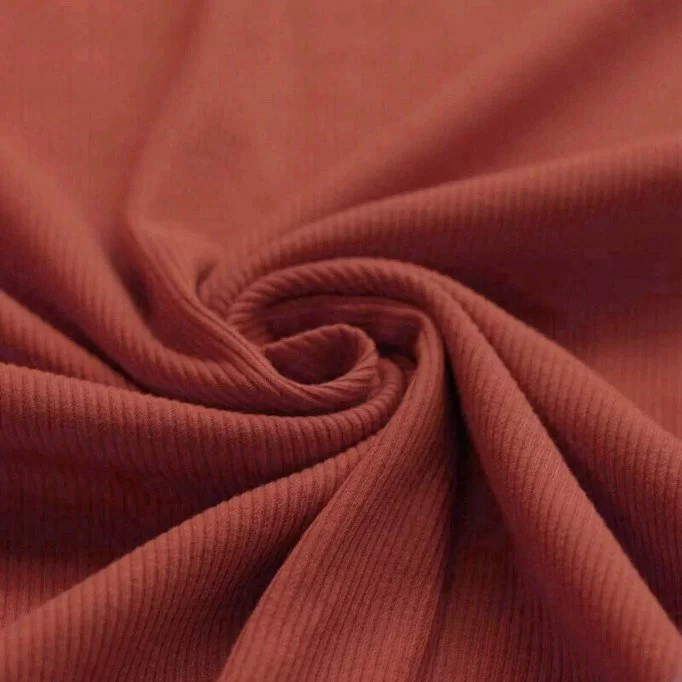 Tissu Maille Tricot Côtelé Rouille - (Tissus Jersey)