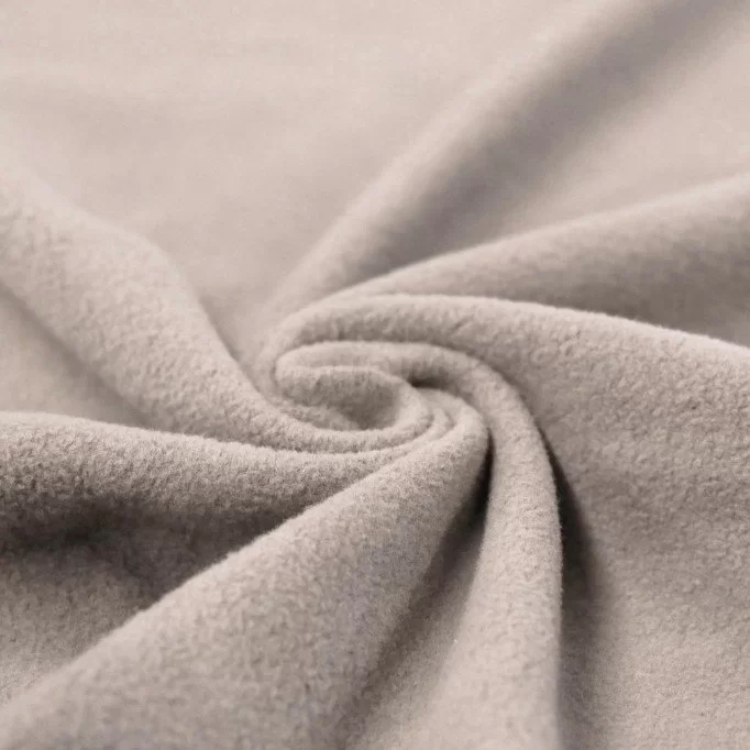 Bomuldsfleece Stof (Sherpa) Mørk Beige - (Bomuldsfleece Stof (Sherpa))