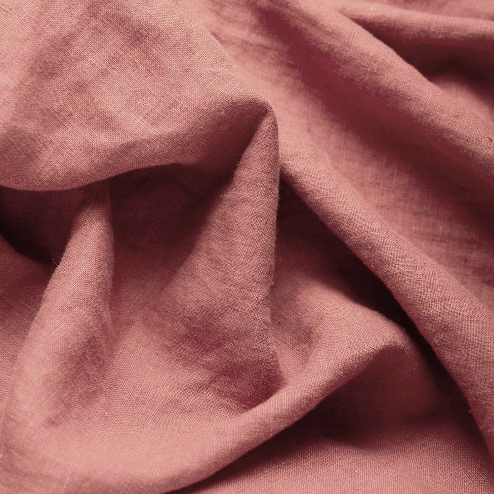 Fine Linen Fabric (Stone Washed) Clay Pink
