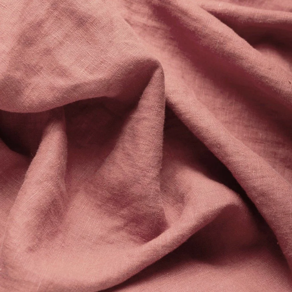 Fine Linen Fabric (Stone Washed) Clay Pink