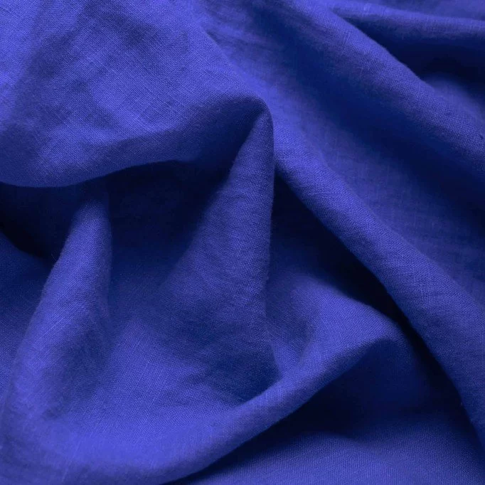 Fine Linen Fabric (Stone Washed) Cobalt - (Deco Fabrics)